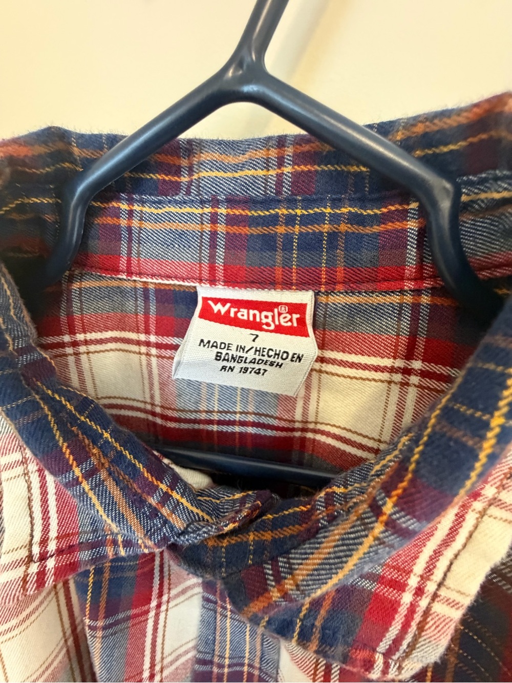 Wrangler Red, Navy & Cream Plaid Shirt - Picture 2 of 4